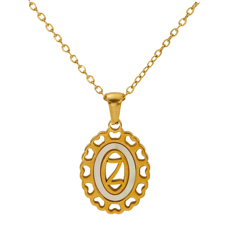 1 Stück Simple Series Daily Heart Hollow Letter Z Edelstahl 18 Karat vergoldete Unisex-Anhänger-Halsketten 